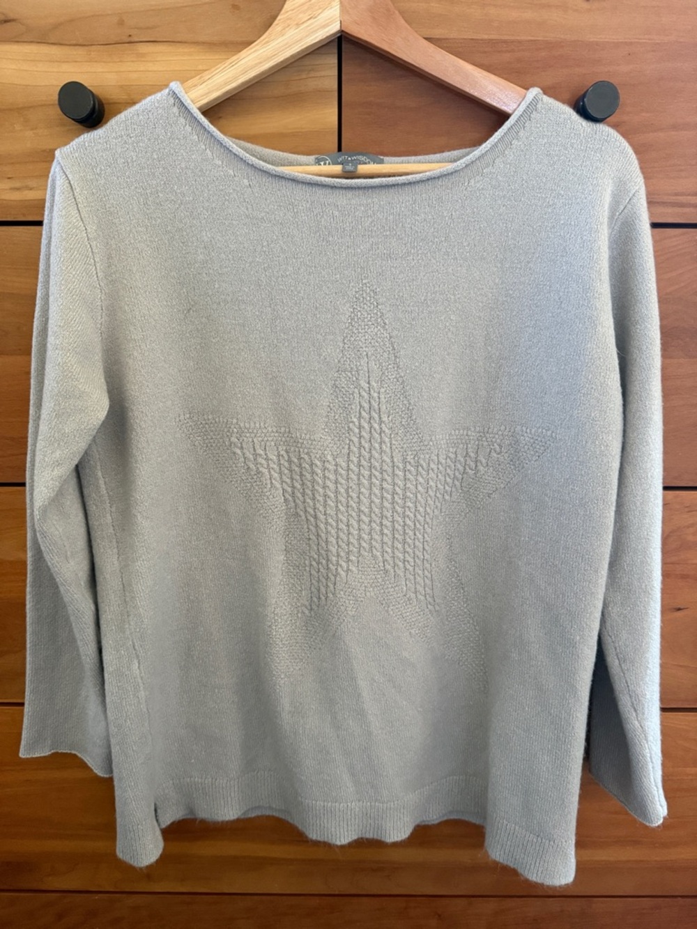 Wit & Wisdom Light Gray Star Embossed Crewneck Sweater Size S